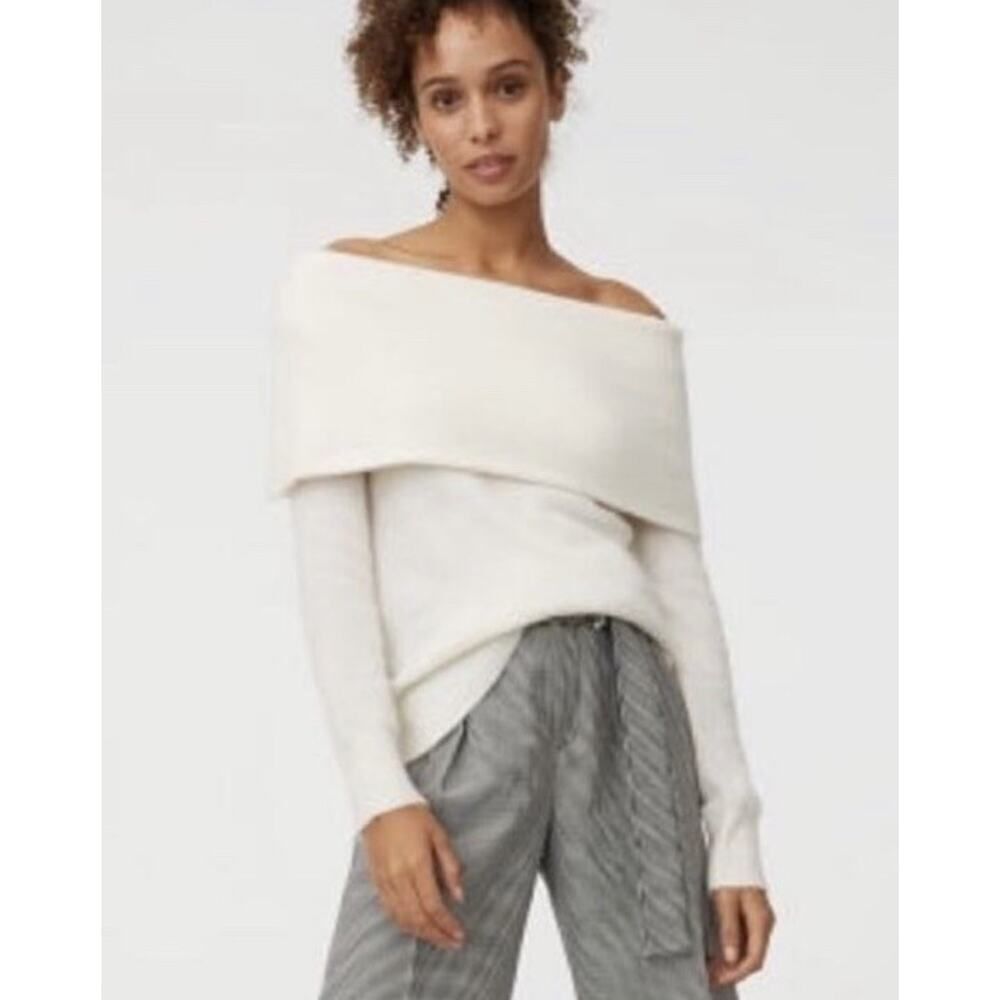 Club Monaco Charlotta Off Shoulder Sweater XS White Wool Alpaca Blend - Picture 1 of 9